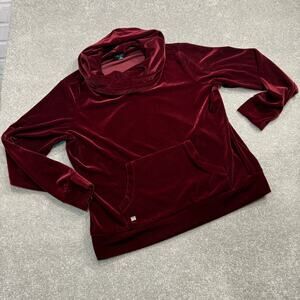 Lauren Ralph Lauren Velvet Long Sleeve Sweatshirt Cowlneck Burgundy‎ Red Pet Lrg